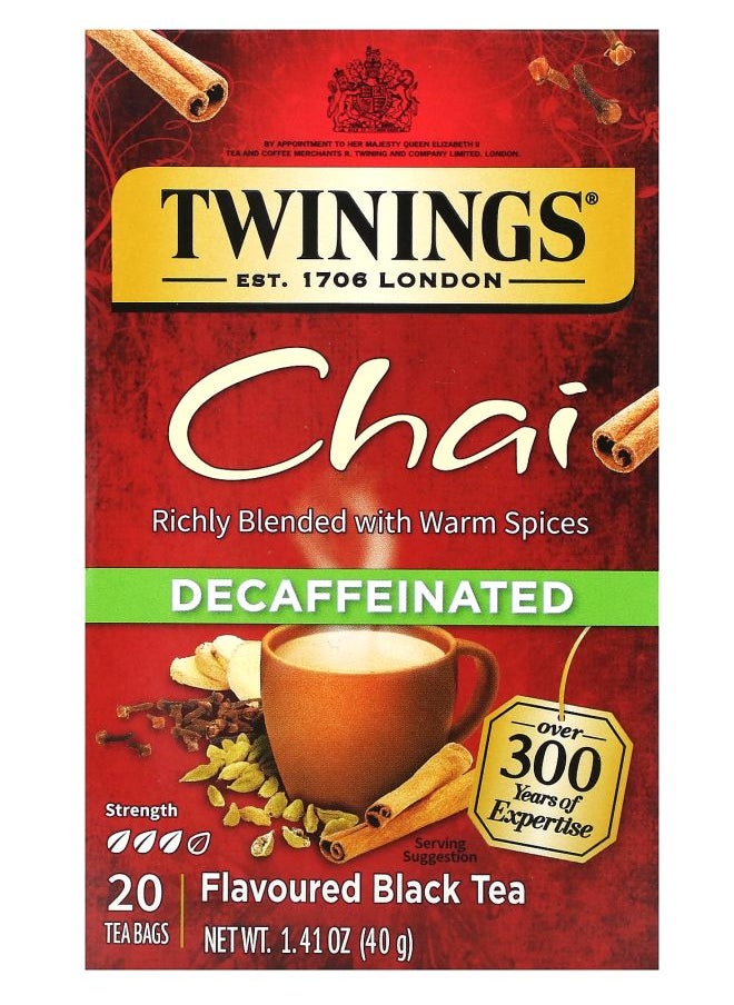 Twinings Flavored Black Tea Chai Decaffeinated  20 Tea Bags 1.41 oz (40 g) 