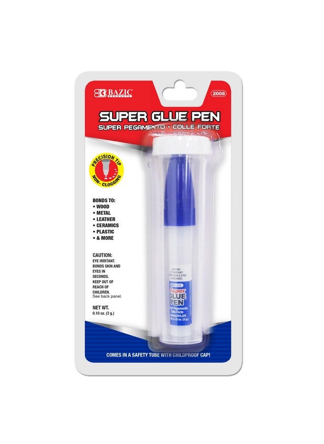 Bazic Products Bazic Super Glue Pen Precision Tip Applicator 3G/0.10 Oz. Precise Control Clear Adhesive Fluid Liquid Tube For Office & Home Improvement 1Pack  - Image 2