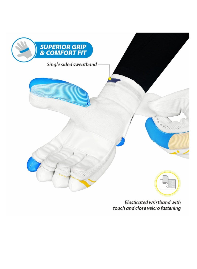 DSC Condor Ruffle Cricket Batting Gloves | Left Hand | Material: Leather | Grade A  Premium Leather Palms | Pre-Curved Cotton Filled Finger | Sweat Absorbing Wrist Grip | Pittard Gripster - Image 2