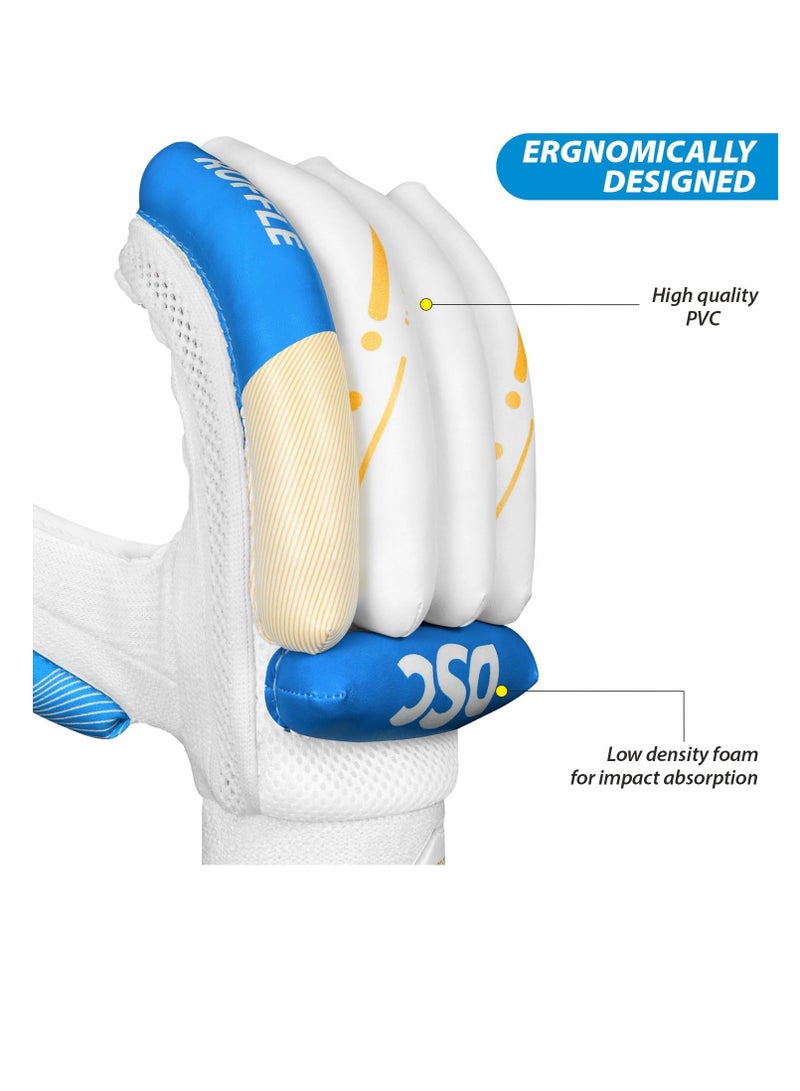 DSC Condor Ruffle Cricket Batting Gloves | Left Hand | Material: Leather | Grade A  Premium Leather Palms | Pre-Curved Cotton Filled Finger | Sweat Absorbing Wrist Grip | Pittard Gripster - Image 3
