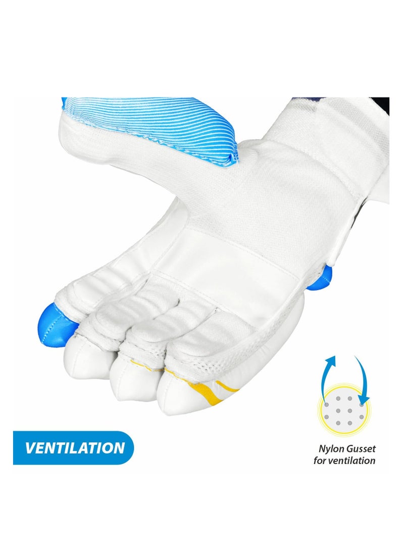 DSC Condor Ruffle Cricket Batting Gloves | Left Hand | Material: Leather | Grade A  Premium Leather Palms | Pre-Curved Cotton Filled Finger | Sweat Absorbing Wrist Grip | Pittard Gripster - Image 5