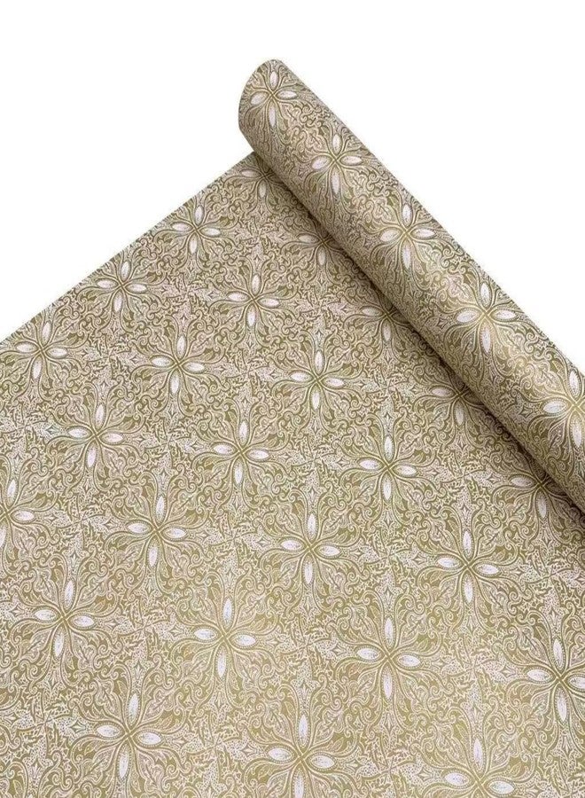 WY-BSO Self Adhesive Liner Vintage Contact Shelf Paper for Dresser Drawers Cabinet Sticker (Vintage Gold, 17.7 inch x 196 inch) - Image 1
