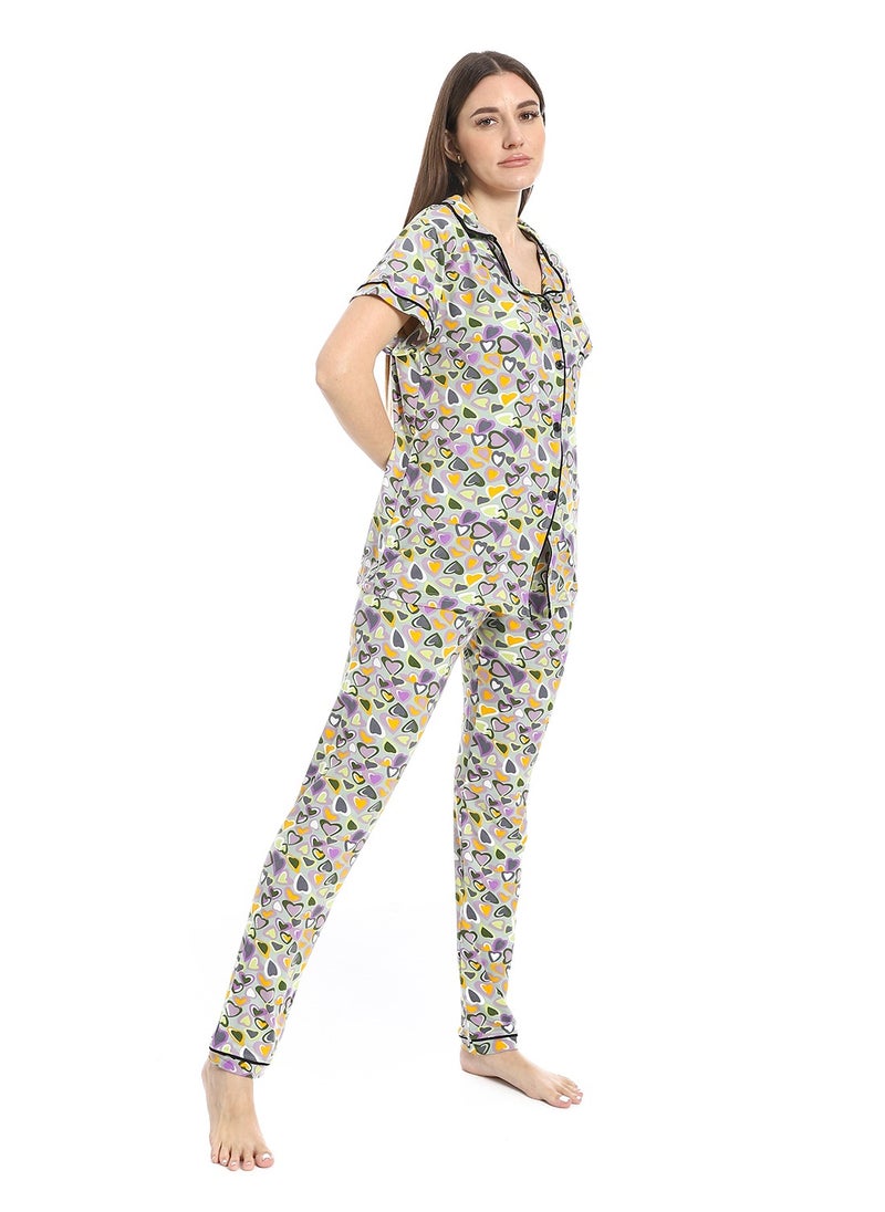 Caesar - Women's two-piece pajamas with front buttons - Image 1