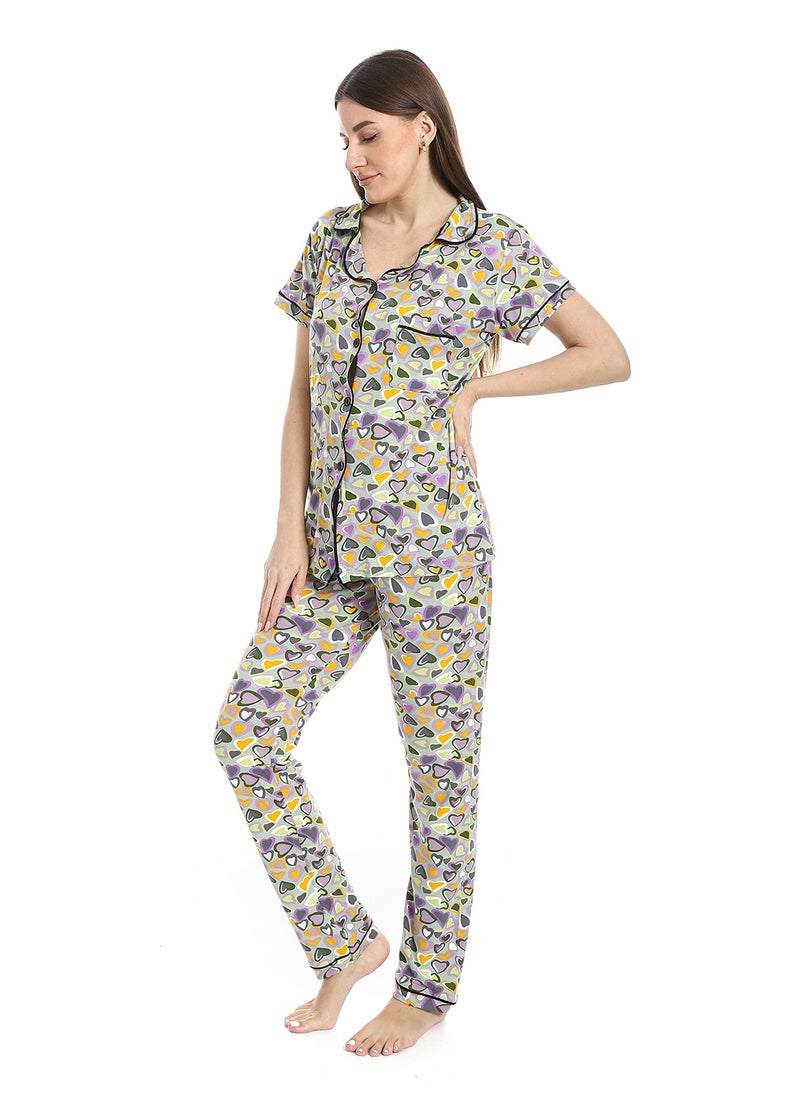 Caesar - Women's two-piece pajamas with front buttons - Image 1
