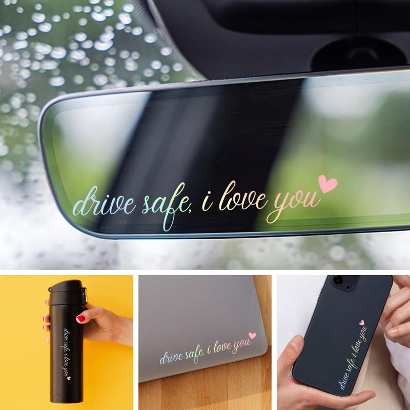 Rearview Mirror Decal 5 X 1 Inch Waterproof Premium Vinyl - "Drive Safe I Love You" Affirmation Car Decal for Car Interiors Daily Commutes Gift Recipients - Image 2