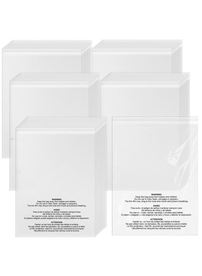 Tosstuki 200 Count 18" x 24" Self Seal Clear Poly Bags with Suffocation Warning Plastic Self Seal Clear Poly Bags Resealable Adhesive for Packaging Bedding Clothing T-shirts - Image 1