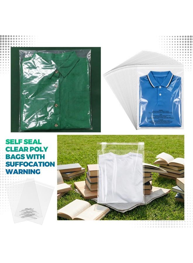 Tosstuki 200 Count 18" x 24" Self Seal Clear Poly Bags with Suffocation Warning Plastic Self Seal Clear Poly Bags Resealable Adhesive for Packaging Bedding Clothing T-shirts - Image 5