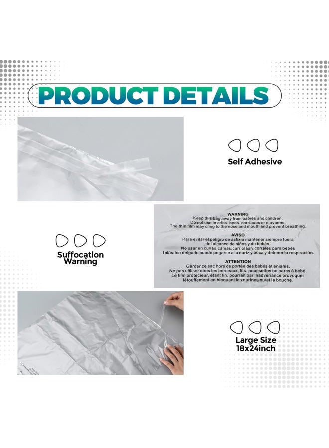 Tosstuki 200 Count 18" x 24" Self Seal Clear Poly Bags with Suffocation Warning Plastic Self Seal Clear Poly Bags Resealable Adhesive for Packaging Bedding Clothing T-shirts - Image 4