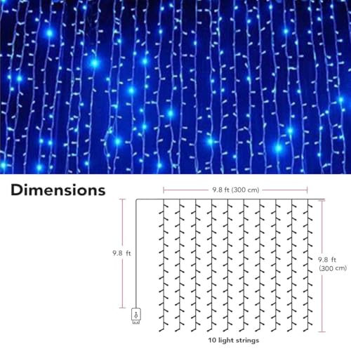 Litehom 8-Mode 180-LED 3 m Curtain Fairy Light – Festive Diwali, Navratri, Christmas & Wedding Home Décor (Indoor/Outdoor) (Blue Curtain Light) - Image 2