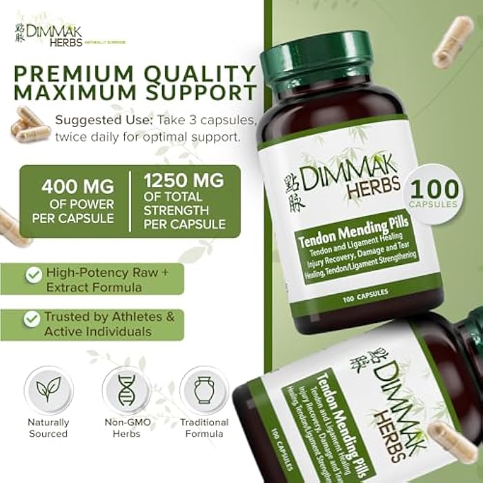 Dimmak Herbs Tendon Mending Pills- Tendon & Ligament Support- Advanced Mobility Formula for Stiffness, Rotator Cuff & Achilles Recovery- Daily Soft Tissue & Injury Repair- TCM Formula - Image 3