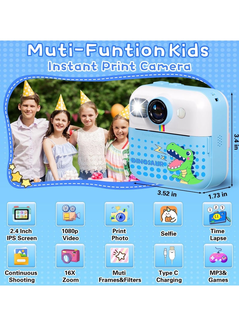 Generic Kids Printing Camera , 1080P Instant Camera, 2.4 Inch Screen Children Digital Camera with 32GB Card, Toddler Camera Portable Toys for 3 4 5 6 7 8 9 10 Year Old Kids  - Image 4