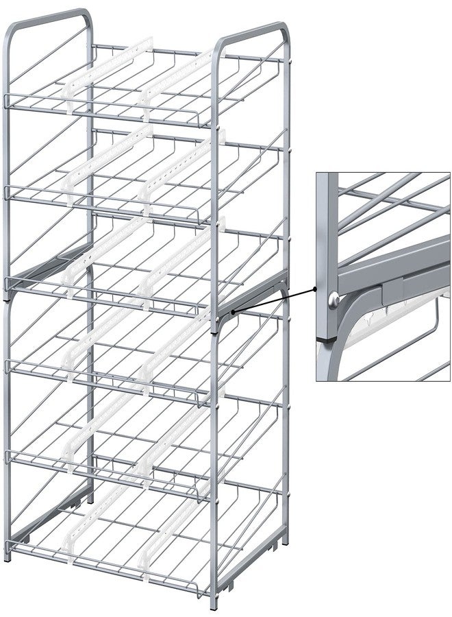 BTY Can Organizer for Pantry Stackable 2 Pack, Can Storage Organizer Rack Stacking Can Dispensers Small Space Holds up to 36 Cans for Pantry, Kitchen, Cabinet- Silver - Image 4
