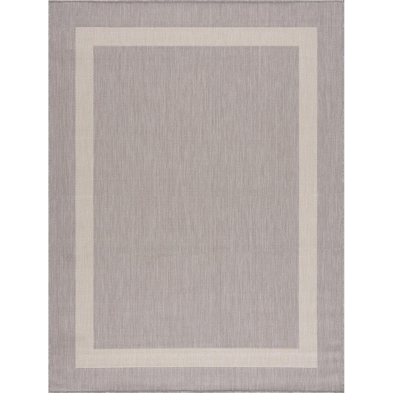 CAMILSON Outdoor Rug 6x9,Modern Outside Rugs for Patios Porches Waterproof Durable Washable Non-Shedding, Easy-to-Clean Indoor Outdoor Area Carpet (6 x 9, Bordered - Gray/White) - Image 2