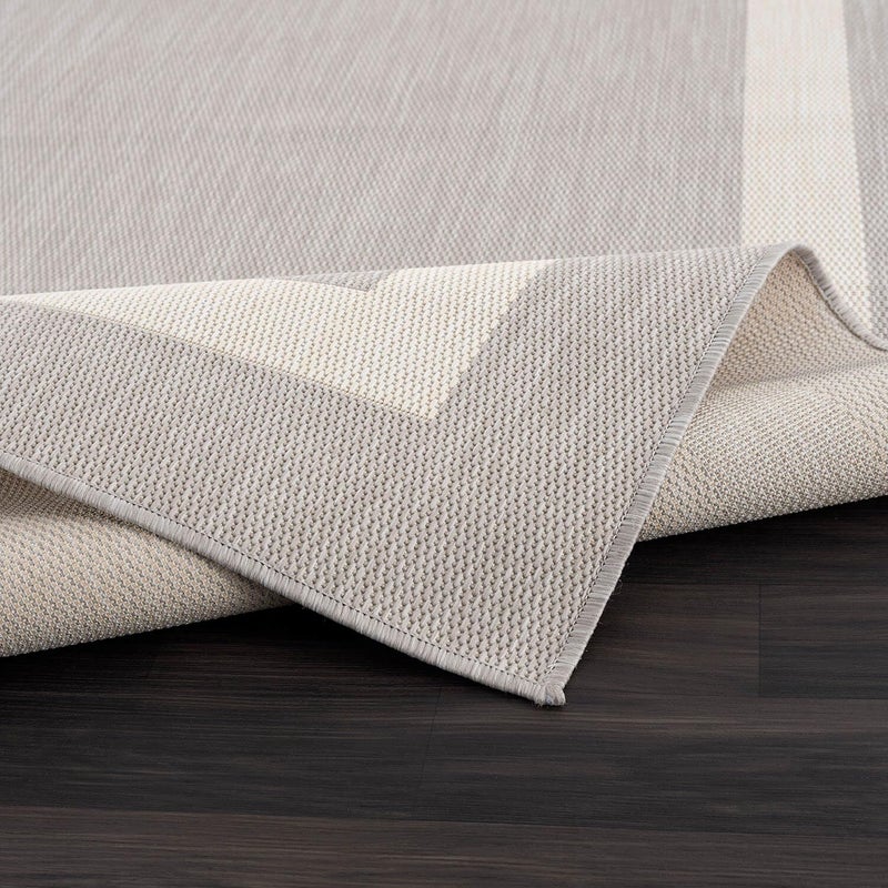 CAMILSON Outdoor Rug 6x9,Modern Outside Rugs for Patios Porches Waterproof Durable Washable Non-Shedding, Easy-to-Clean Indoor Outdoor Area Carpet (6 x 9, Bordered - Gray/White) - Image 3