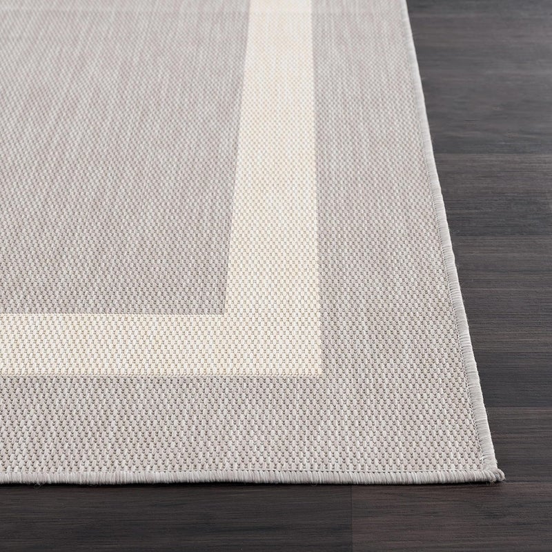 CAMILSON Outdoor Rug 6x9,Modern Outside Rugs for Patios Porches Waterproof Durable Washable Non-Shedding, Easy-to-Clean Indoor Outdoor Area Carpet (6 x 9, Bordered - Gray/White) - Image 5