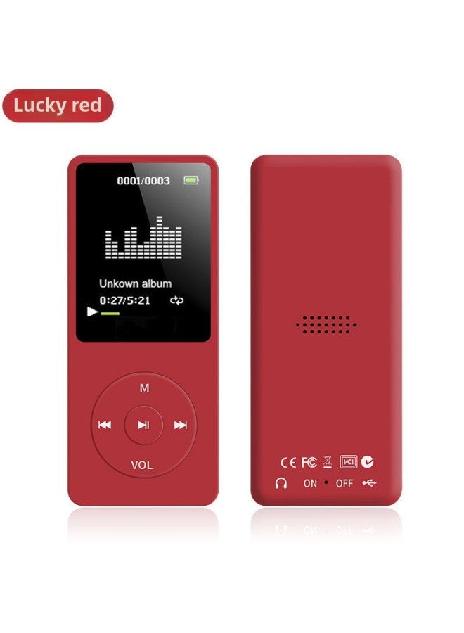 Screen Mp3 Player Memory Mp4 Pluggable Memory Card Hot 1.8 Screen English Listening Mp3 Can Be Put Outside-Body Color:Red 【Band Out】】-Memory Capacity:16GB Comes With Memory + Full Set Of Accessories - Image 1