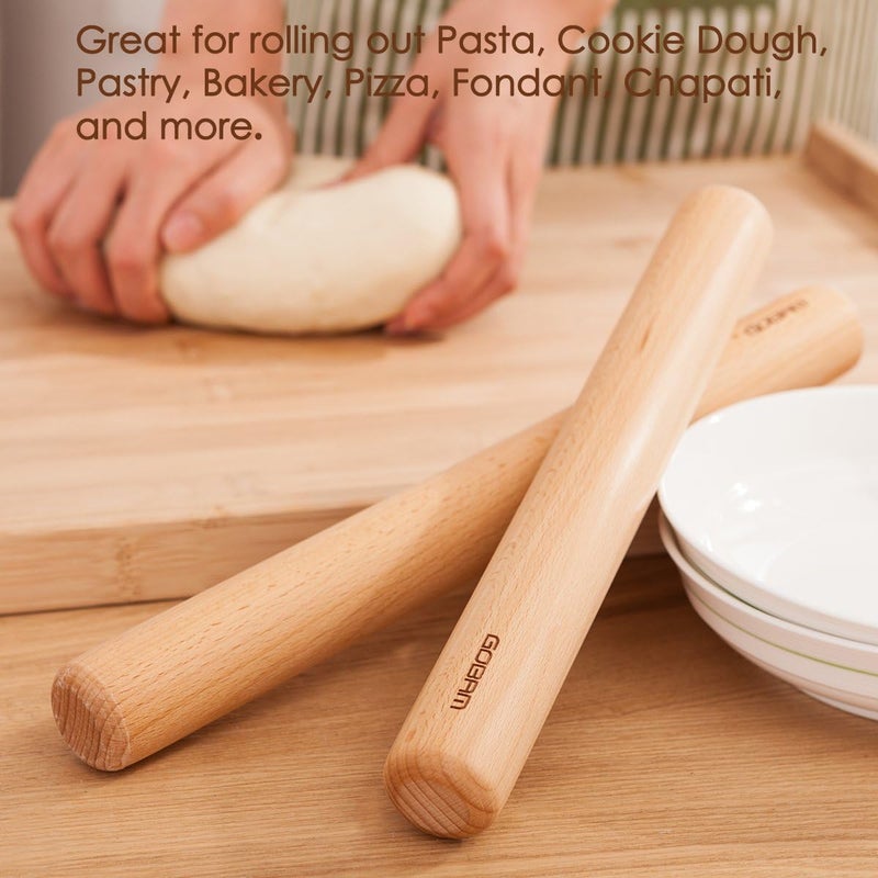 GOBAM Wood Rolling Pin, Small - Dough Roller for Pasta, Cookies, Pie, Pizza, Chapati, Fondant, Rolling Pins for Baking, Bread Making Tools and Supplies - 11 x 1.38 Inches - Image 5