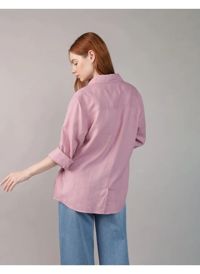 American Eagle AE Weekend Vibes Long-Sleeve Button-Up Shirt