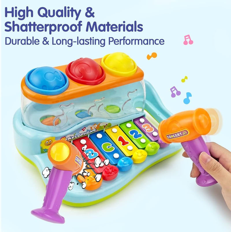 HOLA Hammering Pounding Ball Pound and Tap Bench With Xylophone - Musical Developmental Educational Toddler Toy for 1-3 Year Old Baby Boys and Girls, 18-24 Months - Image 5
