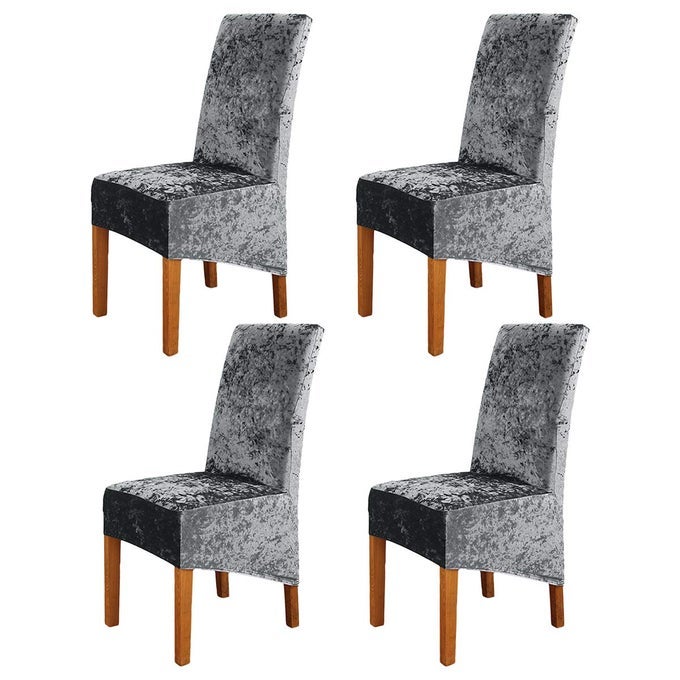 DINING CHAIRS COVER PACK OF 4 HIGH STRETCH CRUSHED VELVET XL SIZE HIGH BACK DINING CHAIR SLIPCOVERS CHAIR PROTECTOR SEAT COVER FOR DINING ROOM LIVING ROOM WEDDING HOTEL BANQUET PARTY HOME DECOR