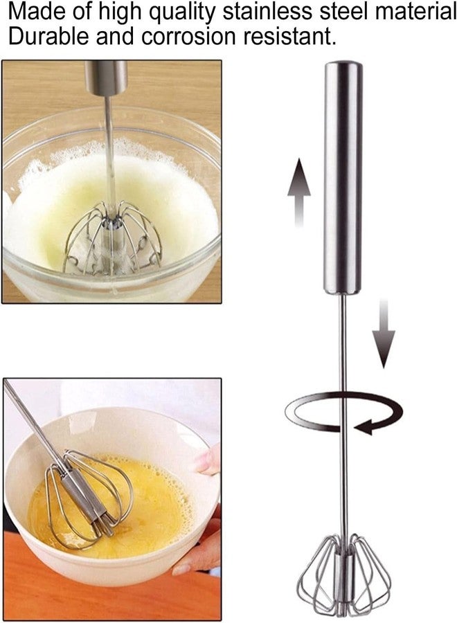 PD GROW Egg Whisk, Semi‑Automatic Egg Beater, Milk Frother,Stainless Steel Small Egg Whisk, Hand Mixer for Kitchen (Pak of-1) - Image 3