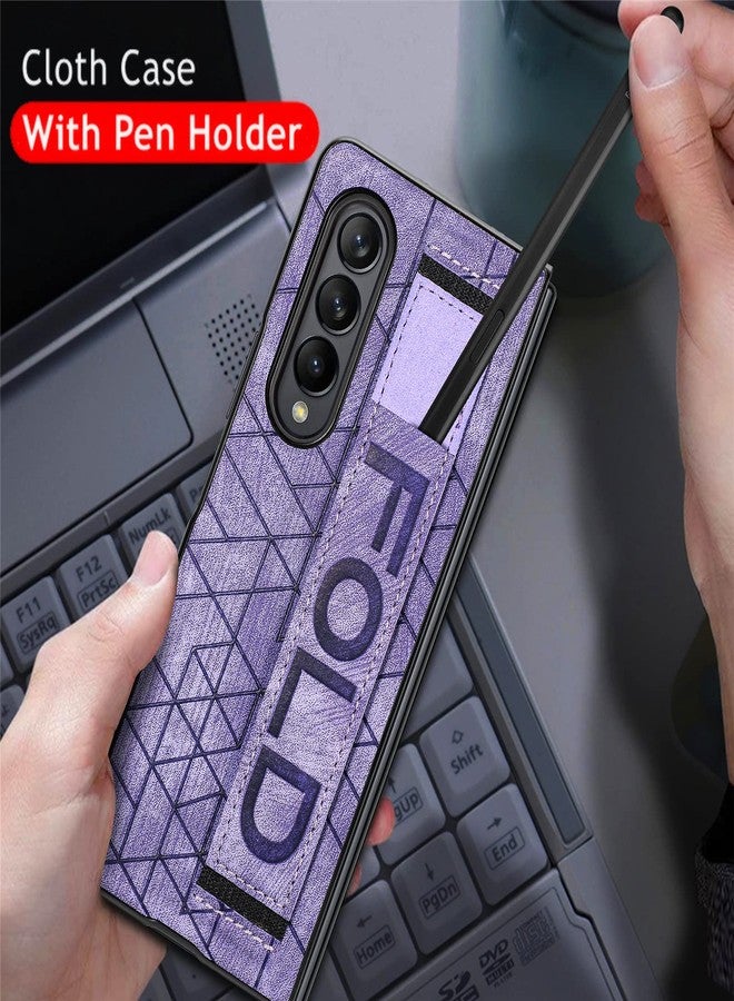 أوميو جراب جلدي من Omio لهاتف Galaxy Z Fold 4 مع حامل قلم S Pen وحزام، غطاء خلفي جلدي مع حزام للمعصم، جراب صلب مقاوم للصدمات من البولي كربونات مع مسكة مريحة للأصابع، مناسب للرجال والنساء والفتيات، لون بنفسجي - Image 5