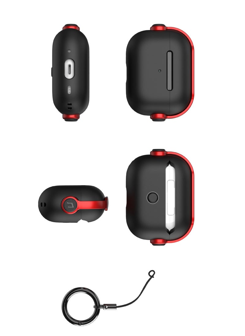 AirPods 4 Case Cover - Creative Musician Design with Secure Lock & Keychain, Protective TPU Shell for Earphone Protection (Red)