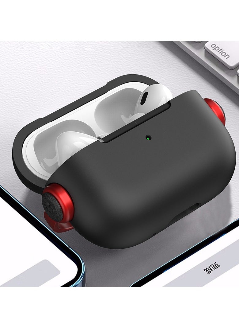 AirPods 4 Case Cover - Creative Musician Design with Secure Lock & Keychain, Protective TPU Shell for Earphone Protection (Red)