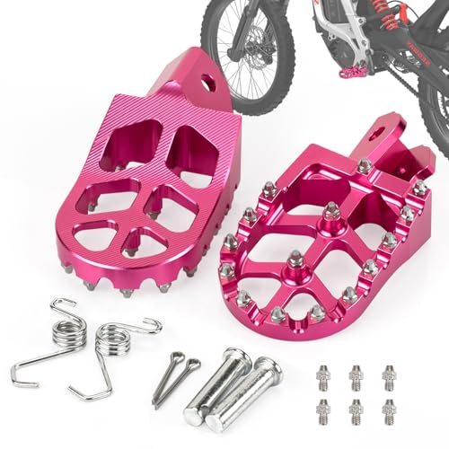 XINGWU Dirt Bike Foot Pegs for Surron Light Bee X/S E-Ride Pro SS/SR/S Talaria MX3 MX4 Talaria XXX Segway X160/X260 CRF150F 230F 250F Electric Dirt Bike Foot Peg Rests (Pink) - Image 1