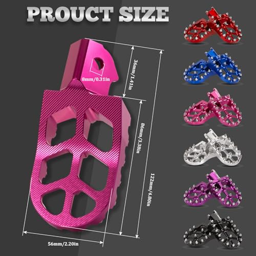 XINGWU Dirt Bike Foot Pegs for Surron Light Bee X/S E-Ride Pro SS/SR/S Talaria MX3 MX4 Talaria XXX Segway X160/X260 CRF150F 230F 250F Electric Dirt Bike Foot Peg Rests (Pink) - Image 3
