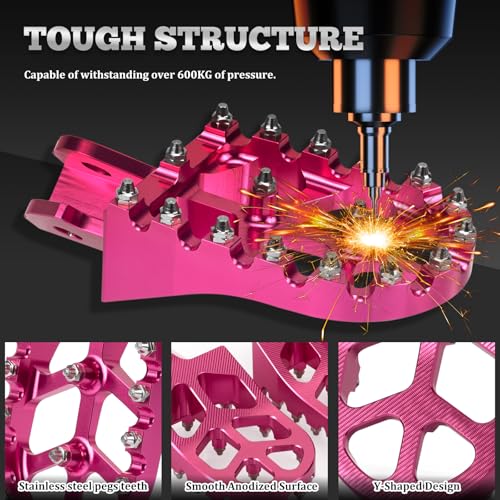XINGWU Dirt Bike Foot Pegs for Surron Light Bee X/S E-Ride Pro SS/SR/S Talaria MX3 MX4 Talaria XXX Segway X160/X260 CRF150F 230F 250F Electric Dirt Bike Foot Peg Rests (Pink) - Image 5