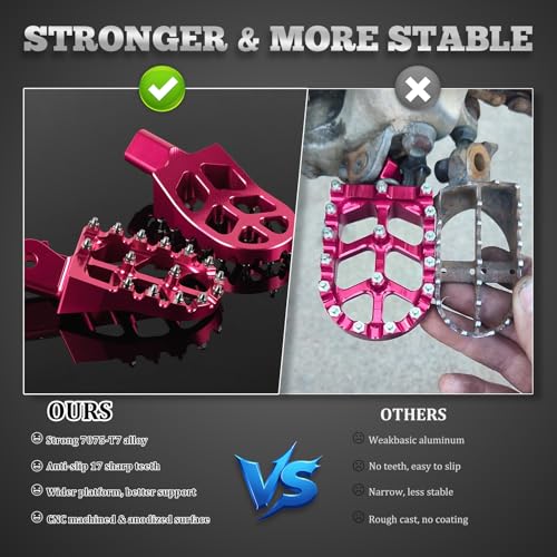 XINGWU Dirt Bike Foot Pegs for Surron Light Bee X/S E-Ride Pro SS/SR/S Talaria MX3 MX4 Talaria XXX Segway X160/X260 CRF150F 230F 250F Electric Dirt Bike Foot Peg Rests (Pink) - Image 4