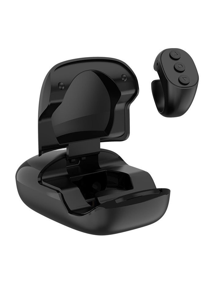 General Smart Ring, Controller, Multifunctional Kindle App Page, Remote, Digital Charging Case, With Stand, E-Book, Remote Shooting, Up and Down Page, Bluetooth Support 5.3 Android iPhone iPad iOS (Black)  - Image 1