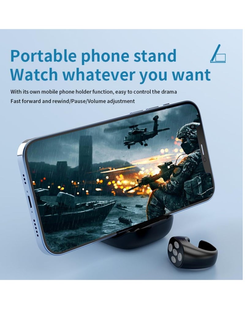 General Smart Ring, Controller, Multifunctional Kindle App Page, Remote, Digital Charging Case, With Stand, E-Book, Remote Shooting, Up and Down Page, Bluetooth Support 5.3 Android iPhone iPad iOS (Black)  - Image 2