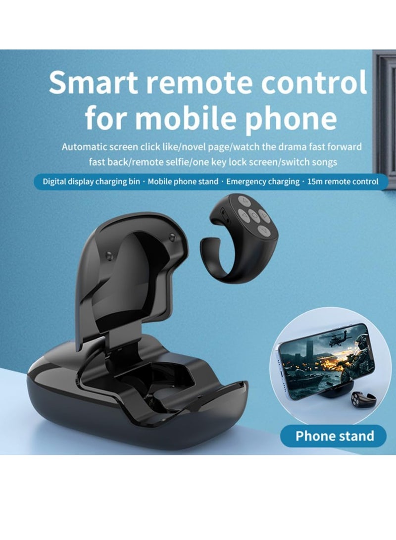General Smart Ring, Controller, Multifunctional Kindle App Page, Remote, Digital Charging Case, With Stand, E-Book, Remote Shooting, Up and Down Page, Bluetooth Support 5.3 Android iPhone iPad iOS (Black)  - Image 4