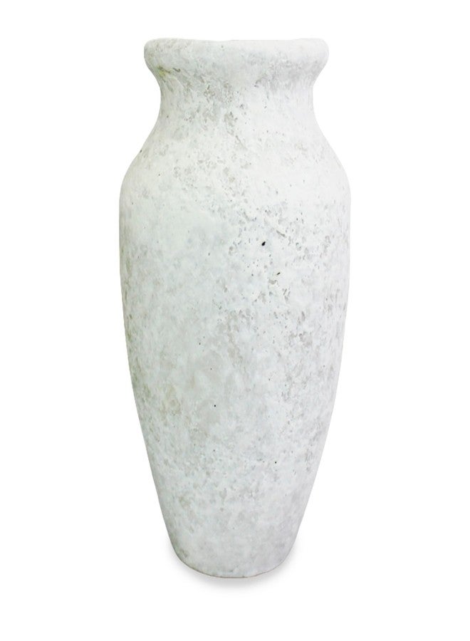 roro Handmade 7.5 Inch Rustic Farmhouse White Textured Ceramic Prunus Vase - Classic Decorative Flower Vase for Home, Office, or Shelf Centerpiece - Image 2