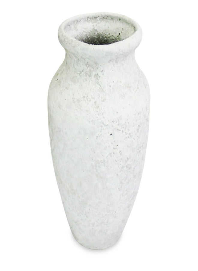 roro Handmade 7.5 Inch Rustic Farmhouse White Textured Ceramic Prunus Vase - Classic Decorative Flower Vase for Home, Office, or Shelf Centerpiece - Image 3