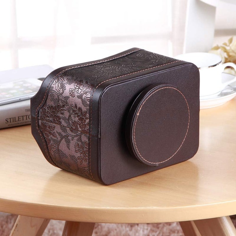 PUSU Leather 360°Rotatable Remote Control Holder,Nightstand TV Remote Caddy,Office Supplies Desktop Organizer,Spinning Storage Box for Pen,Mail,Phone,DVD, Blu-Ray, Media Player, Heater Controllers - Image 5