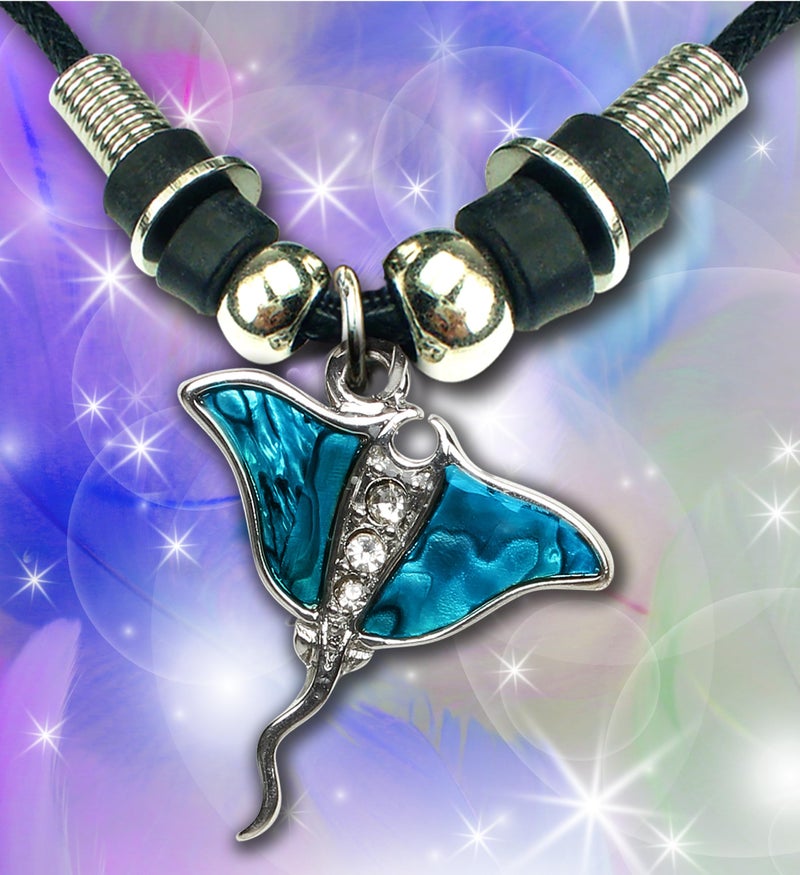 Puzzled Blue and Silver Manta Ray Necklace - Elegant Jewelry with Genuine New Zealand Paua Shell Pendant, Ocean Themed Unisex - 18 Inches Long - Image 5