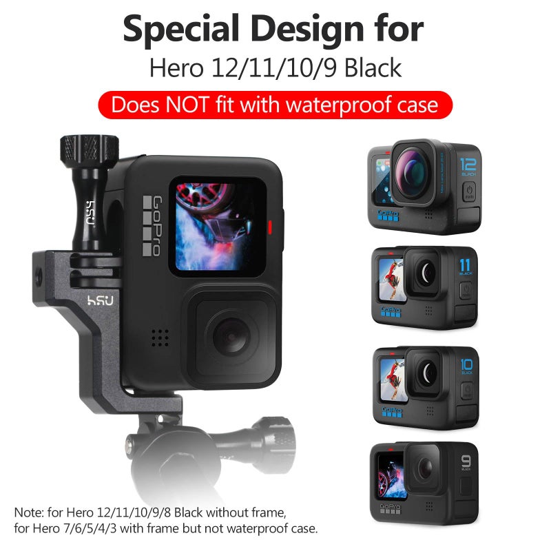 HSU 90 Degree Aluminum Vertical Bracket Adapter Elbow Mount for GoPro Hero 13/12/ 11/10/ 9 Black - Image 4