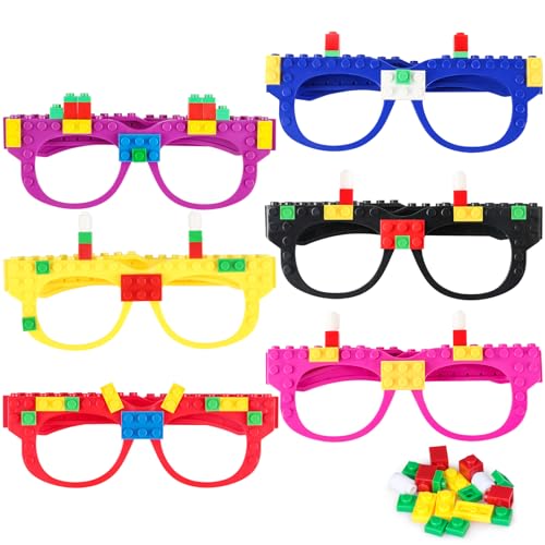 Lemicin 12 Pcs Building Bricks Glasses Building Blocks Games for Kids Boys Girls Birthday Party Favors Supplies Carnival Party Games - Image 1
