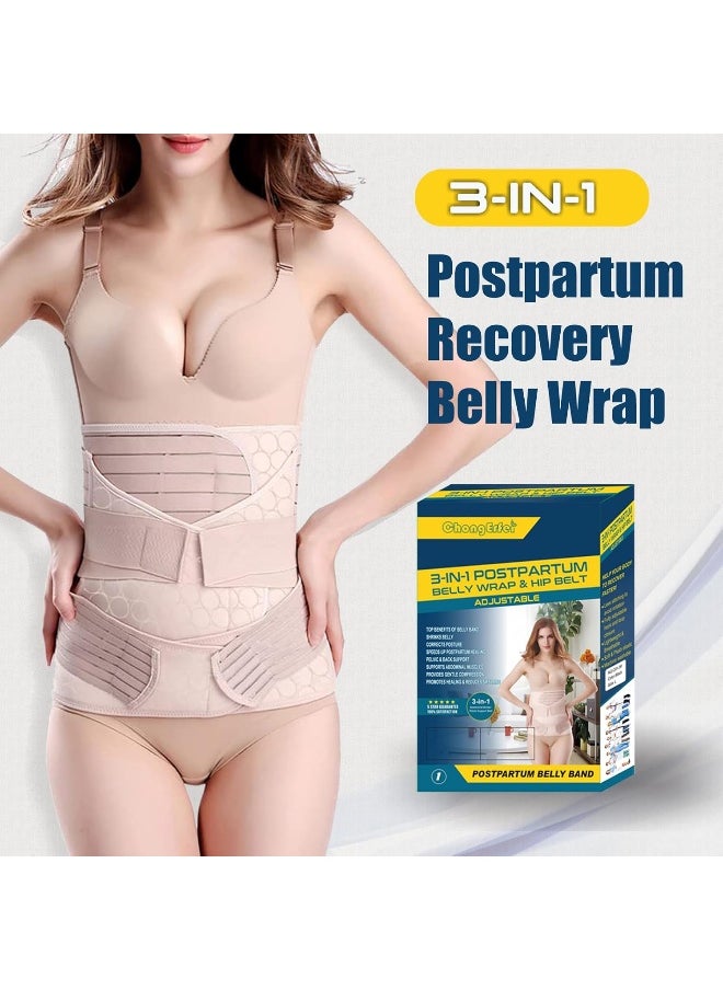 Chongerfei - 3 In 1 Postpartum Support - Recovery Belly/Waist/Pelvis Belt Shapewear Slimming Girdle, Beige, One Size - Image 1