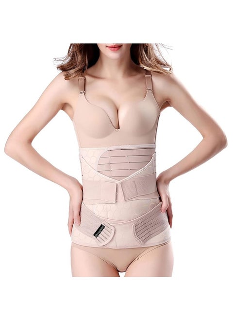 3 In 1 Postpartum Support - Recovery Belly/Waist/Pelvis Belt Shapewear Slimming Girdle, Beige, One Size