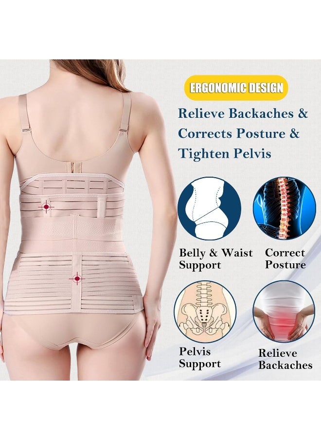 Chongerfei - 3 In 1 Postpartum Support - Recovery Belly/Waist/Pelvis Belt Shapewear Slimming Girdle, Beige, One Size - Image 1