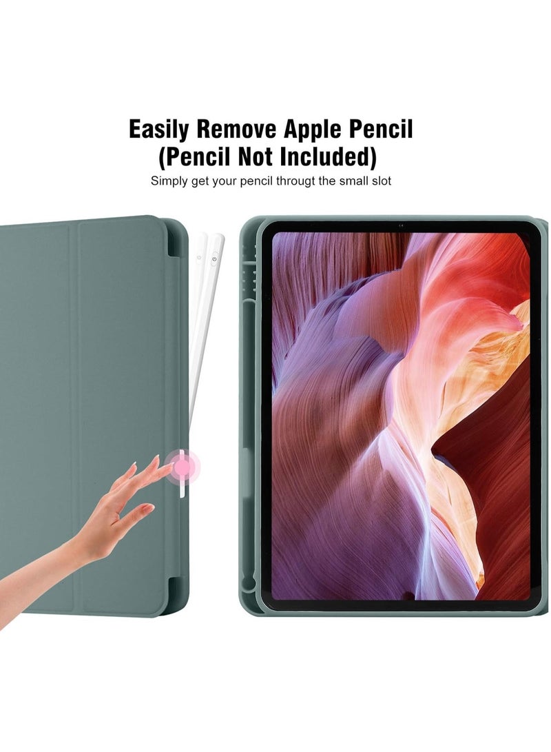 MUNTAQI Smart Trifold Stand Case for iPad 10th Generation (10.9 Inch, 2022) with Pencil Holder - Soft TPU Back, Auto Wake/Sleep - Pine Green - Image 2