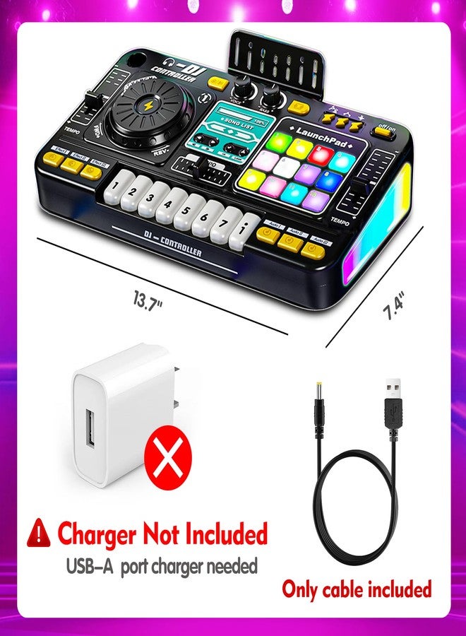 Tsomtto Kids DJ Mixer Controller Table Musical Toy Electronic Toy with LED Lights Sound Effect Microphone Piano DJ Board Key Musical Instruments Birthday Gift Toys for 3 4 5 6 7 Year Old Boy Girl - Image 4