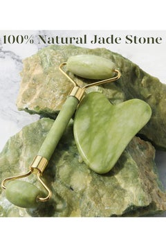Jade Jade Roller and Gua Sha Facial Tools, 100% Natural Rose Quartz Gua Sha Stone, Jade roller & Gua sha Tool for Face Jawline Sculpting and Puffiness Reducing, Gua Sha Massage Tool, Skin Care Gift with beautiful premium box pack  - Image 4