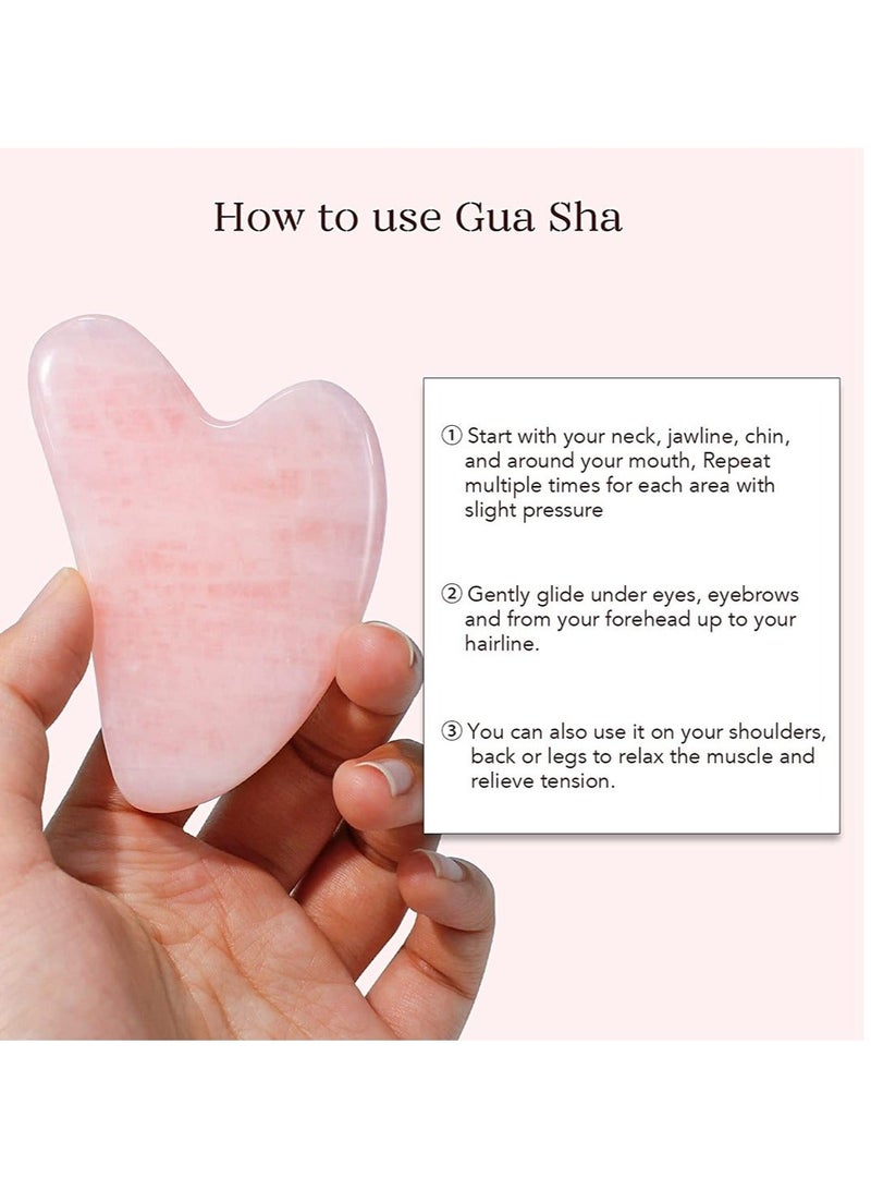 MARK STORE Jade Roller and Gua Sha Facial Tools, 100% Natural Rose Quartz Gua Sha Stone, Jade roller & Gua sha Tool for Face Jawline Sculpting and Puffiness Reducing, Gua Sha Massage Tool, Skin Care Gift with beautiful premium box pack - Image 5