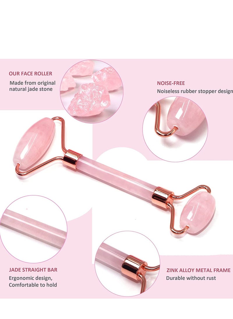 MARK STORE Jade Roller and Gua Sha Facial Tools, 100% Natural Rose Quartz Gua Sha Stone, Jade roller & Gua sha Tool for Face Jawline Sculpting and Puffiness Reducing, Gua Sha Massage Tool, Skin Care Gift with beautiful premium box pack - Image 3