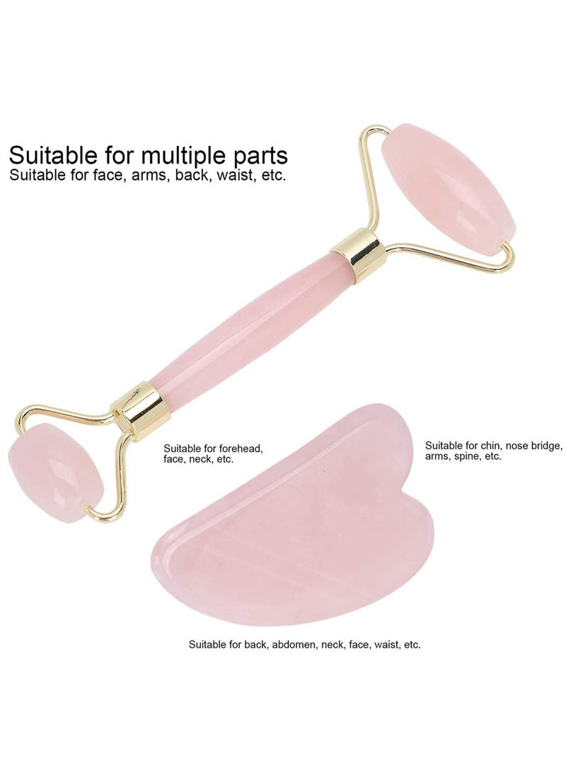 MARK STORE Jade Roller and Gua Sha Facial Tools, 100% Natural Rose Quartz Gua Sha Stone, Jade roller & Gua sha Tool for Face Jawline Sculpting and Puffiness Reducing, Gua Sha Massage Tool, Skin Care Gift with beautiful premium box pack - Image 4